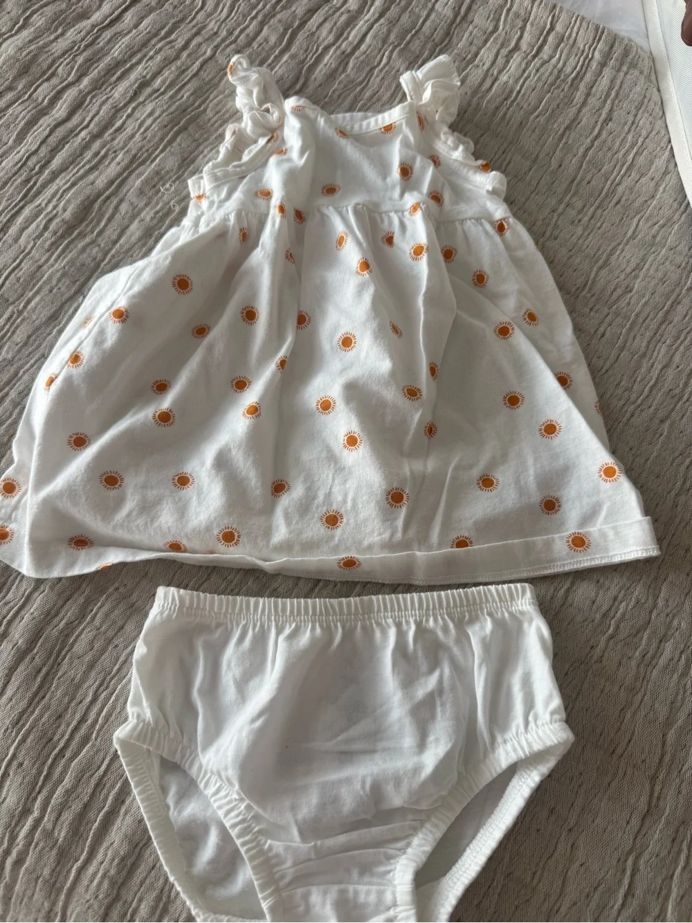 Carter's White Dress and Diaper Cover Set with Orange Sunflower Print